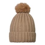 Muts pompon beige
